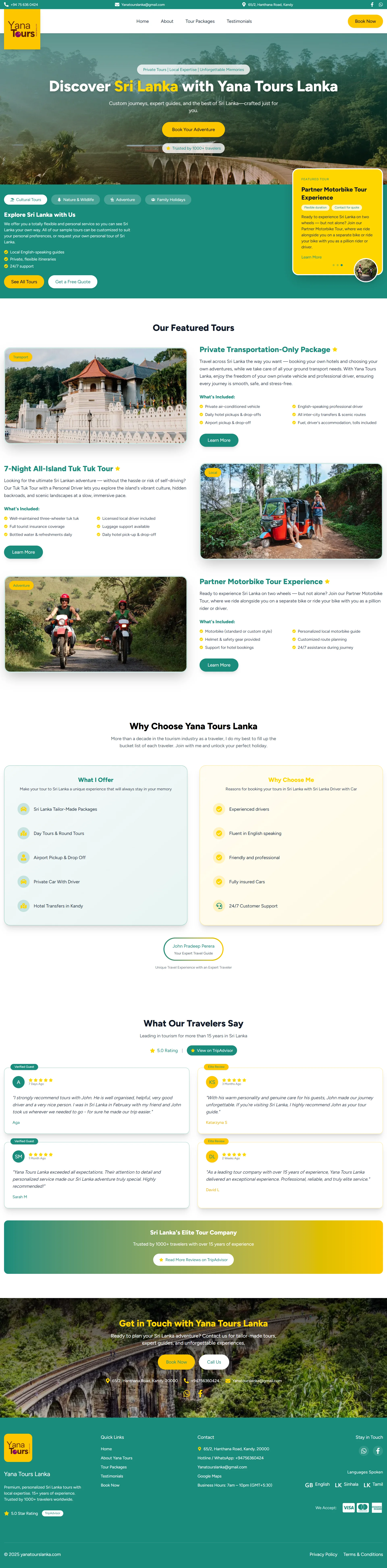 Yana Tours Lanka - Main Screenshot