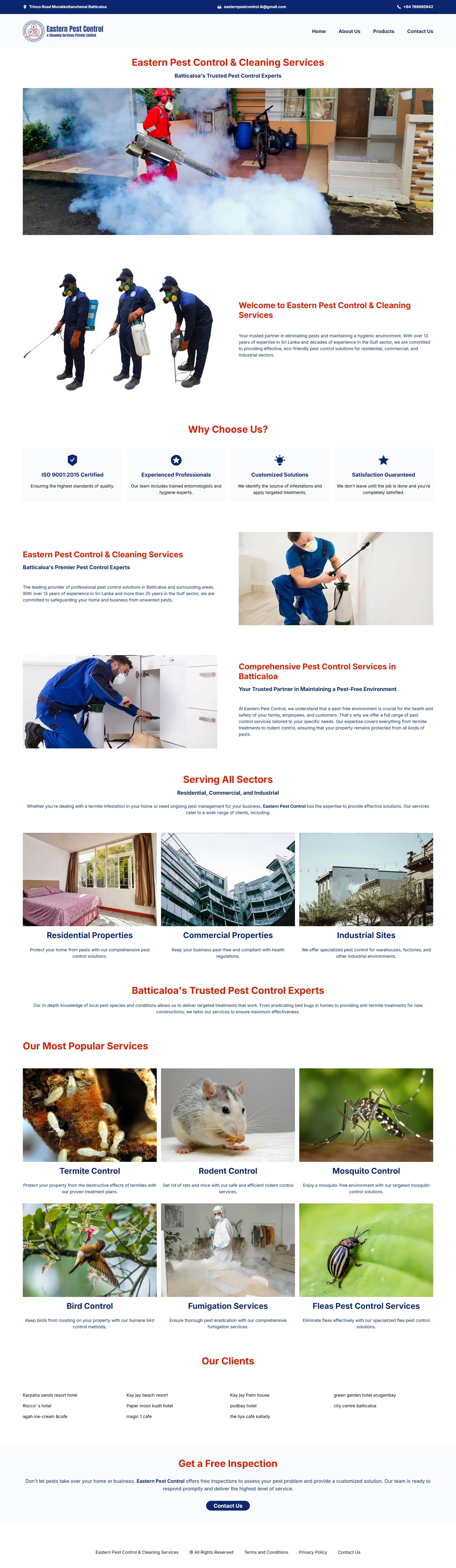 Eastern Pest Control Sri Lanka - Main Screenshot